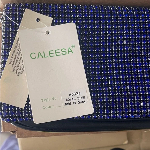 Elegant Blue Rhinestone Evening Clutch - Picture 2 of 5